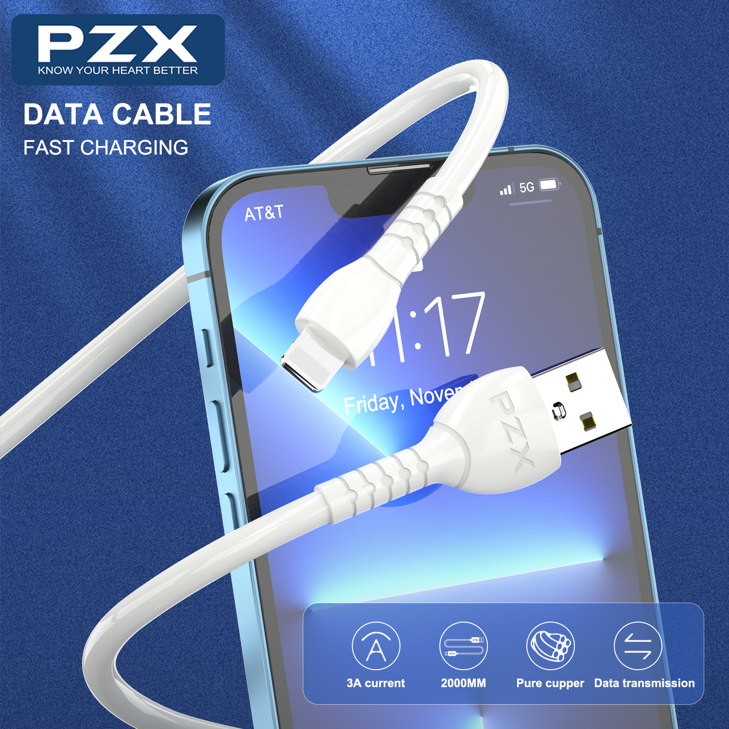 PZX V149s usb í usb-c 3A 2m