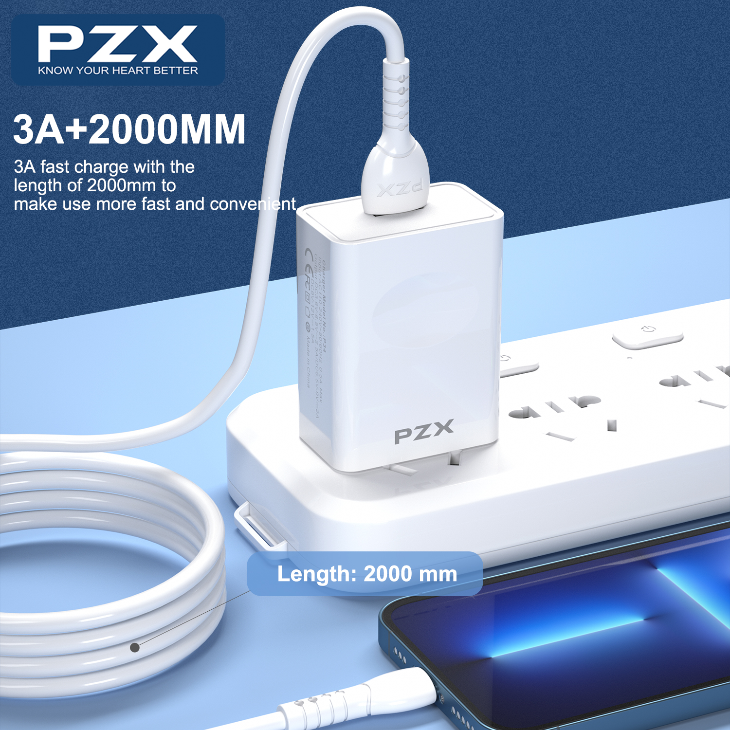 PZX V149s usb í usb-c 3A 2m