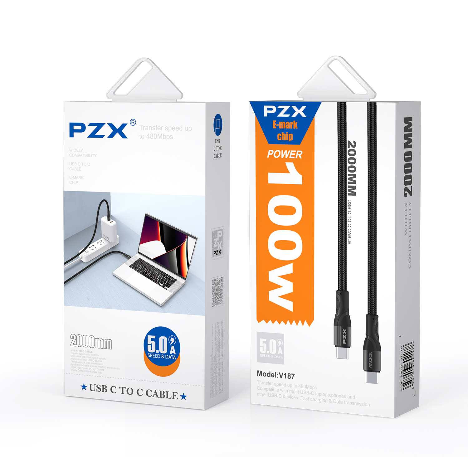 PZX V187 USB-C í USB-C 100W 2m