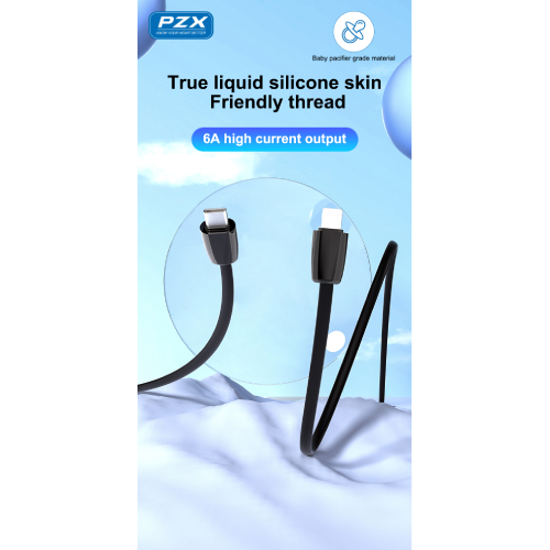 PZX S-12 USB í USB-C snúra 1 meter svört